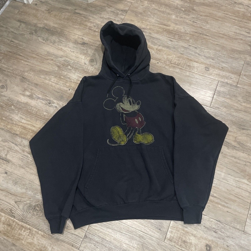 Disneyland Mickey Mouse Hoodie Hanes Black Pullover Sweatshirt Size 2xl